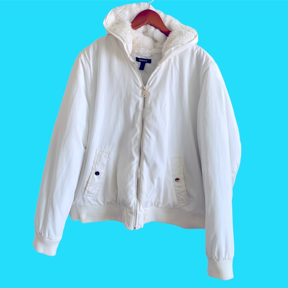 Torrid Ivory fur hooded Jacket